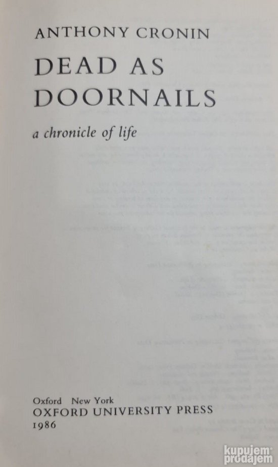 Dead as Doornails - Anthony Cronin - KupujemProdajem