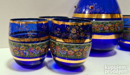 Vrhunski stari emajl oslikani i pozlaceni servis 19ti vek