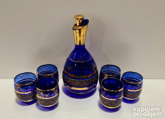 Vrhunski stari emajl oslikani i pozlaceni servis 19ti vek