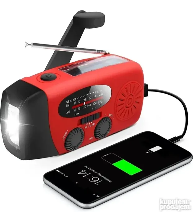 Solarni FM radio sa LED lampom 2000mAh baterija