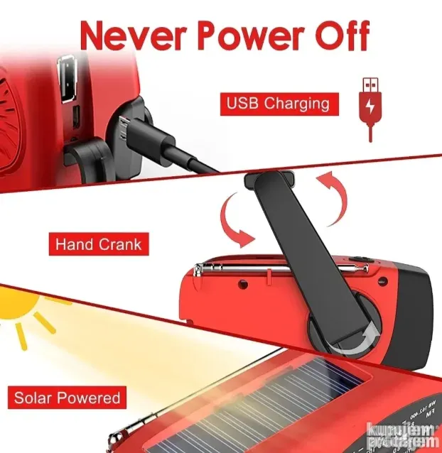 Solarni FM radio sa LED lampom 2000mAh baterija
