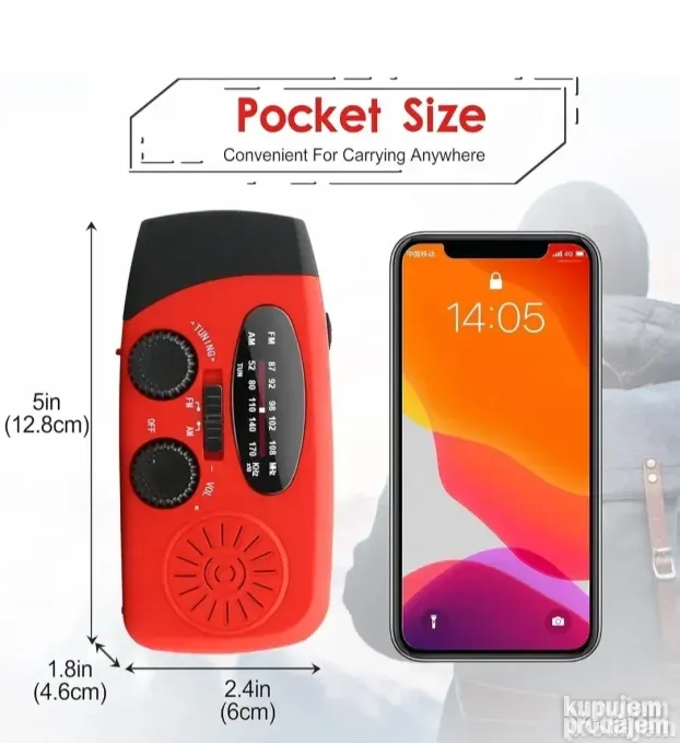 Solarni FM radio sa LED lampom 2000mAh baterija