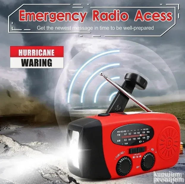 Solarni FM radio sa LED lampom 2000mAh baterija