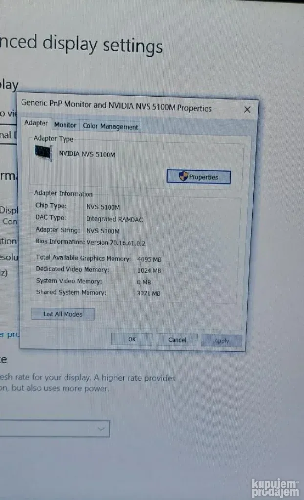 Grafika za Hp 8540p i 8540w nVidia NVS 5100M 1GB MXM