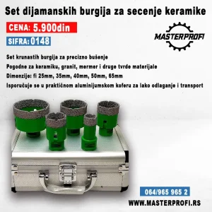 Dijamantske burgije za keramiku i beton OPTIMUS u koferu