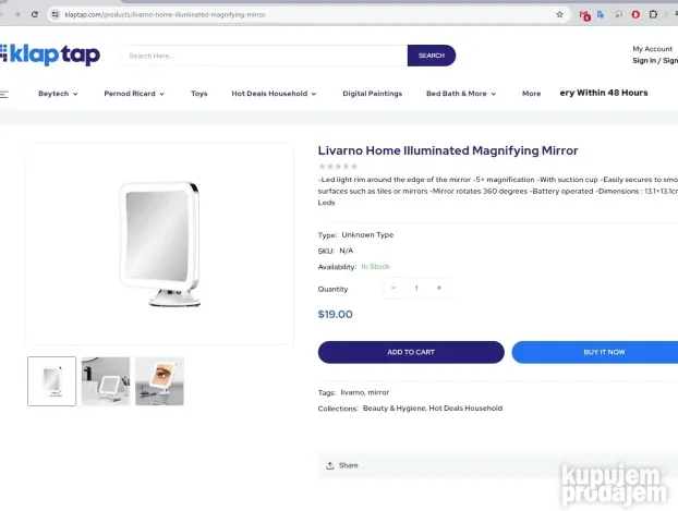 Livarno Home LED Ogledalo sa uvećanjem 5x NOVO