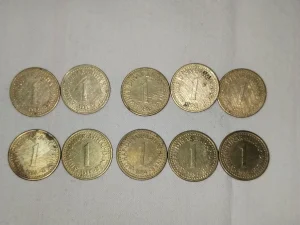 Kovanice 1 dinar iz 80-ih god,10 komada,SFR Jugoslavija