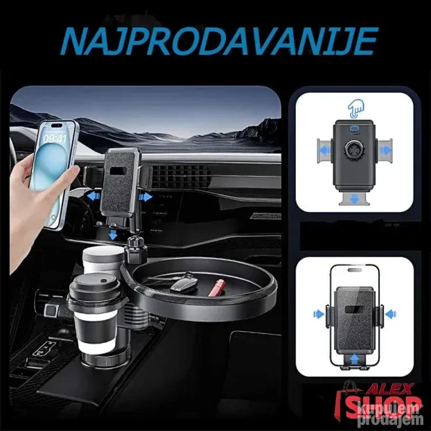 4u1 veliki auto držač za hranu piće i telefon