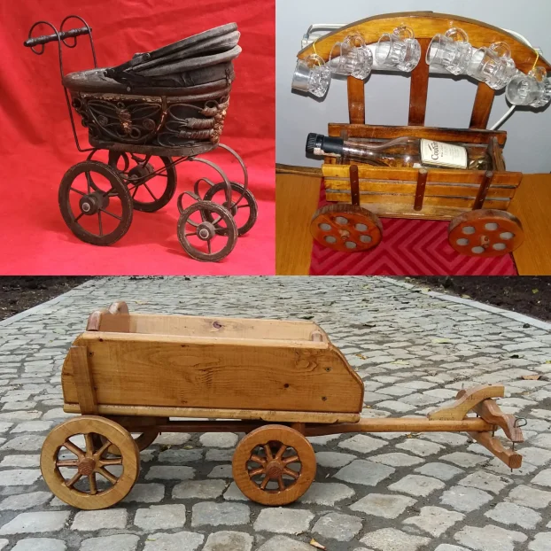 Drvena kola replika stara kolica