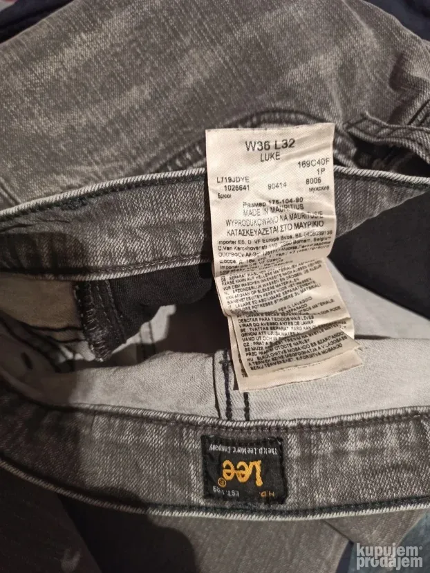 Lee Luke Gray Stonevash Slim Streč W36/L32 Top HQ