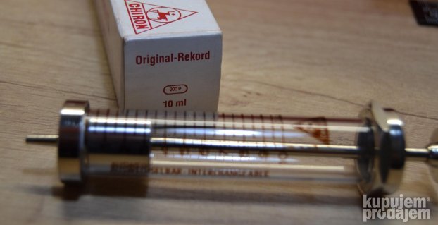 Špric stakleni Chiron Instrumente 10 ml nekorišćen NOS