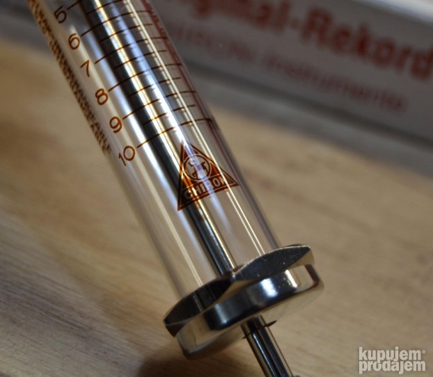 Špric stakleni Chiron Instrumente 10 ml nekorišćen NOS