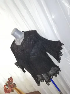 Braon pletena tunika sa čipkom vel. XL