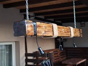 Drveni greda luster retro rustik etno