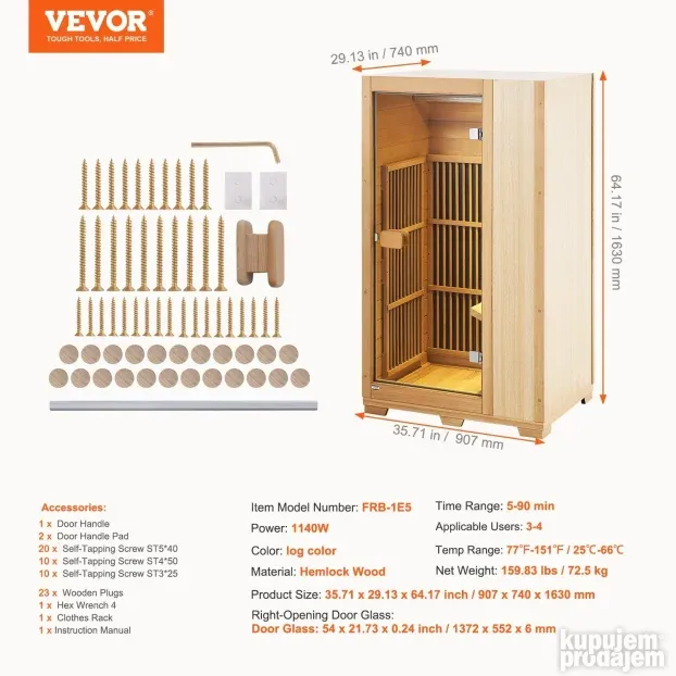 Infracrvena sauna za 1 osobu