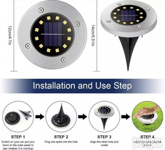 4 kom 12 dioda SOLARNA LAMPA solarna lampa SOLARNA led LAMPA