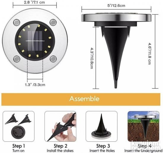 4 kom 12 dioda SOLARNA LAMPA solarna lampa SOLARNA led LAMPA