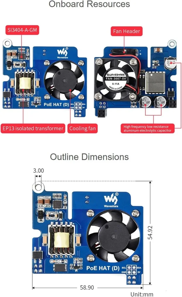 Napajanje preko eterneta HAT POE tipaD za RaspberryPi 3B+/4B