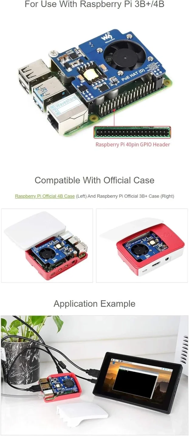 Napajanje preko eterneta HAT POE tipaD za RaspberryPi 3B+/4B
