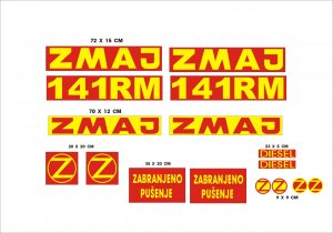 ZMAJ 141 RM - Nalepnice za kombajn
