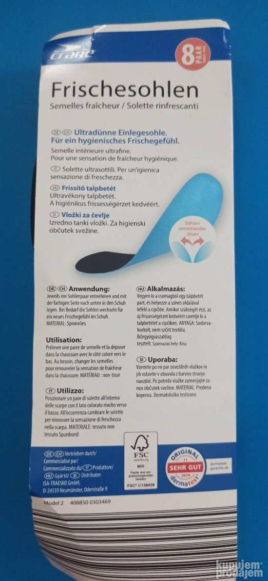 Svezi higijenski ulosci za obucu 36/37 8 pari - KupujemProdajem