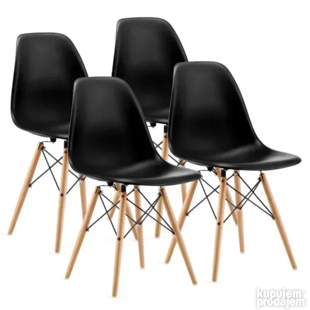 Milano set 4 stolice CRNA