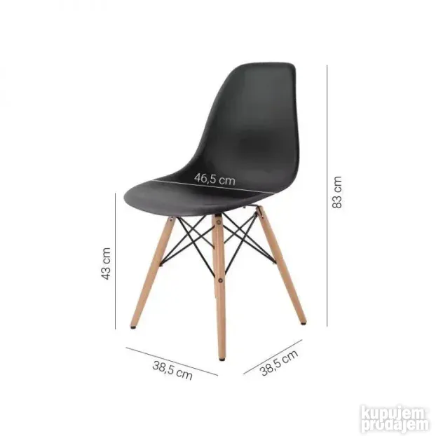 Milano set 4 stolice CRNA