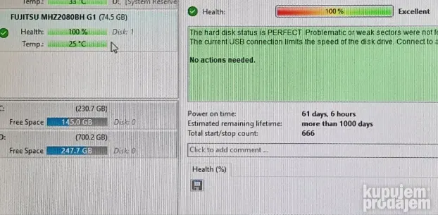 Hard disk za laptop 80gb (100% health) BR.12