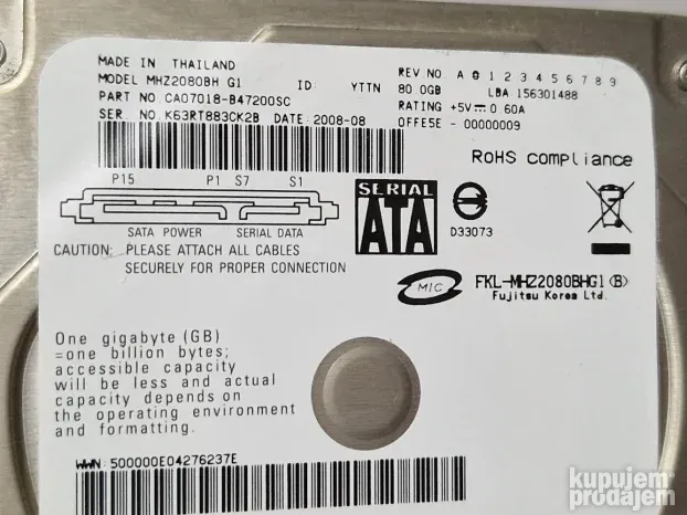 Hard disk za laptop 80gb (100% health) BR.12