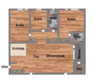 Četvorosoban stan - 89 m2 - Podbara