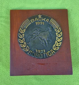 Plaketa Konjički klub Bačka Subotica 1921-1991