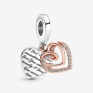 PANDORA Entwined Hearts Double DangleCharmPANDORA #781062C01