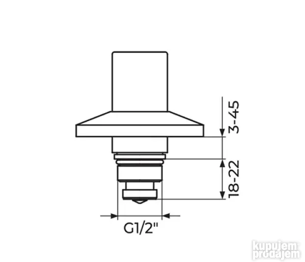 Gornji deo uzidnog ventila klizni sa stelujućom kapom i roz.