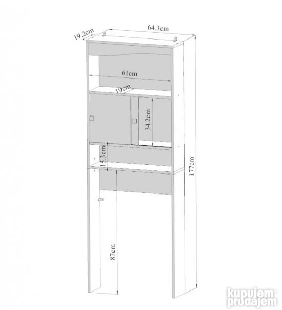 Polica- Skrivac Ves Masine (Bela) 177x64x19.2cm-Temahome