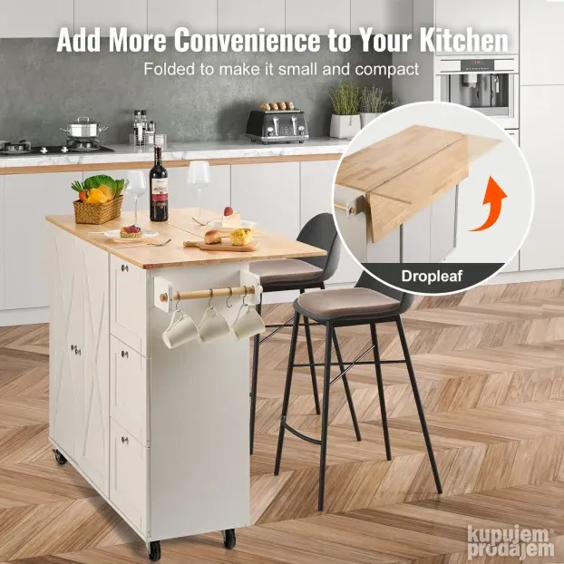 VEVOR Kuhinjsko ostrvo na točkovima 7