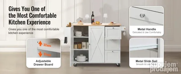 VEVOR Kuhinjsko ostrvo na točkovima 7