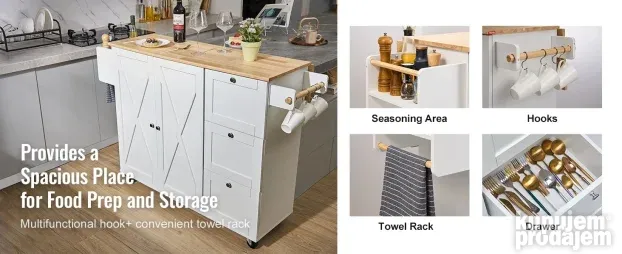 VEVOR Kuhinjsko ostrvo na točkovima 7