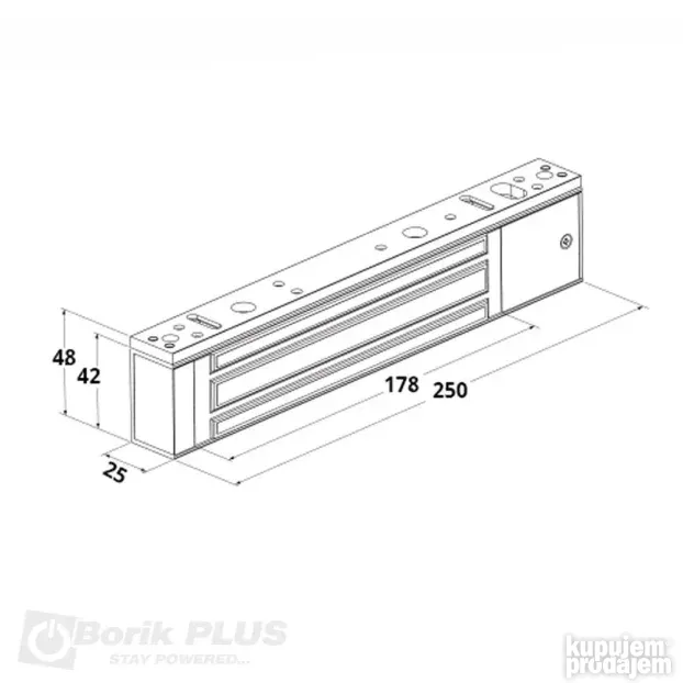 Elektromagnetna brava NE-280ST, 12/24V 600 Lbs