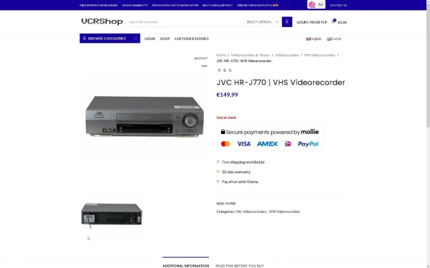 VHS video rikorder plejer JVC HR-J770 HiFi MADE IN GERMANY