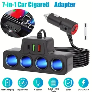 Auto razdelnik na 4 porta punjač sa 3 porta za brzo punjenje