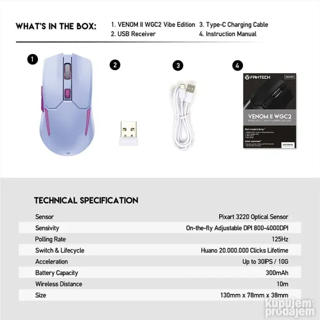 Mis Gaming Fantech WGC2 Venom II ljubicasti