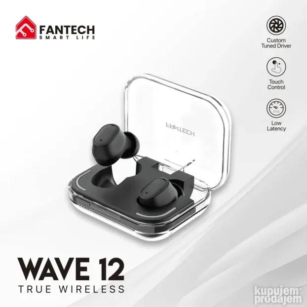 Bluetooth slusalice Fantech Wave 12 crne - NOVO GARANCIJA