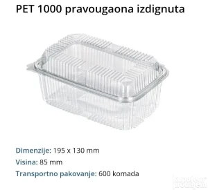 Pet i stiropor ambalaža za pakovanje i dostavu hrane