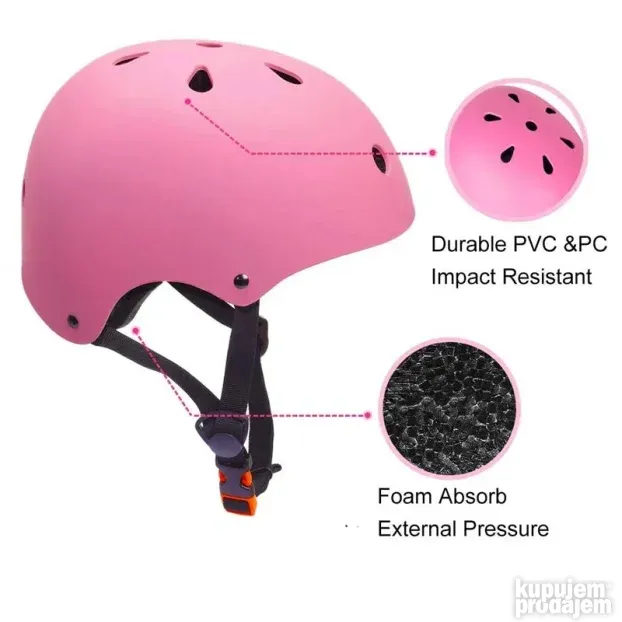 Kaciga za trotinet,rolere,skateboard (L 58-62 cm) roze