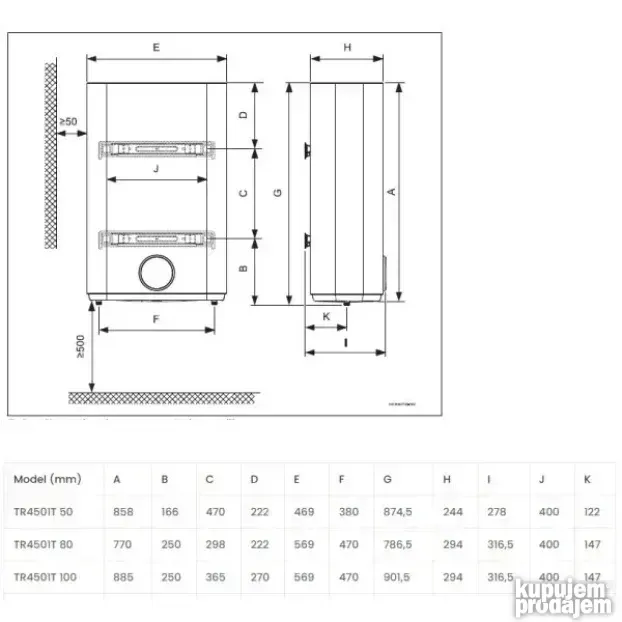 Bojler Bosch 100 litara beli displej slim tanki