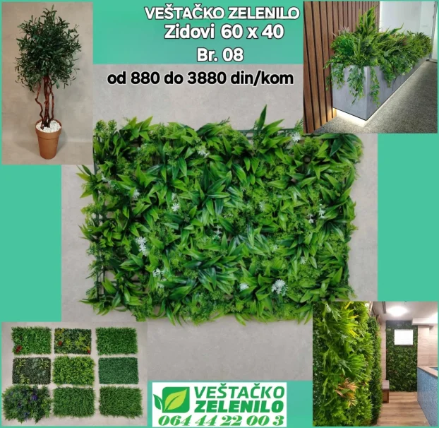 Veštački zeleni zid 07 (60x40) 880 din/kom