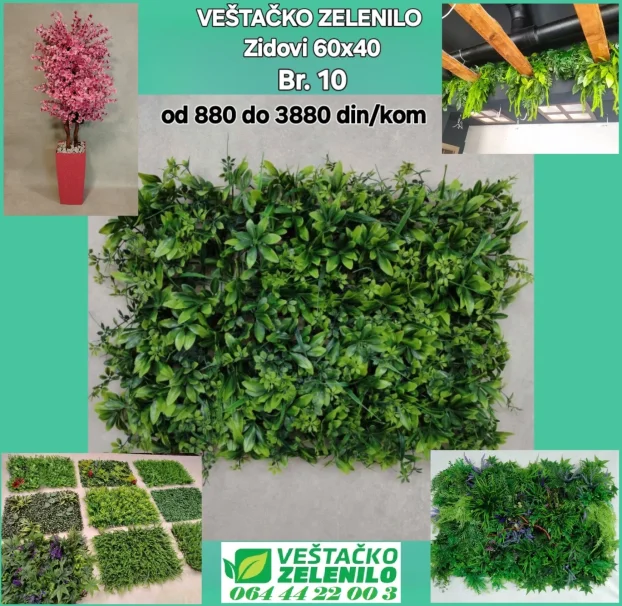 Veštački zeleni zid 07 (60x40) 880 din/kom