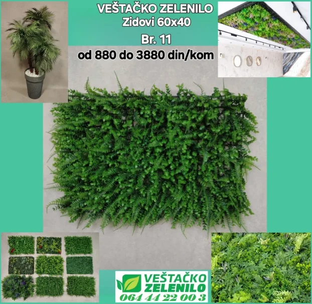 Veštački zeleni zid 07 (60x40) 880 din/kom