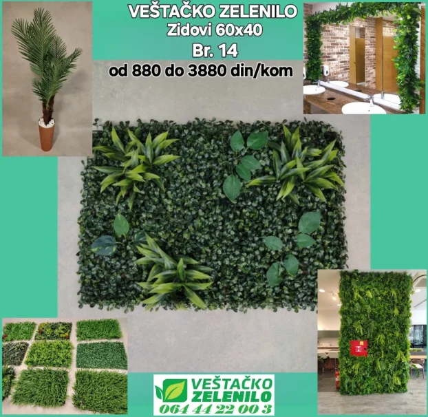 Veštački zeleni zid 07 (60x40) 880 din/kom