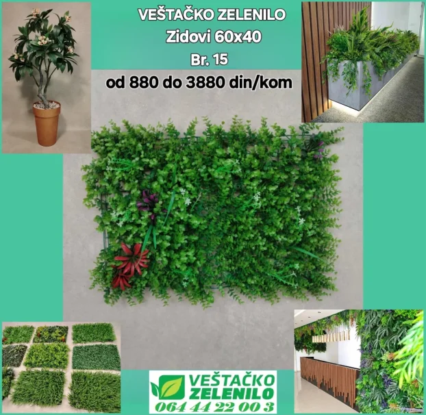 Veštački zeleni zid 07 (60x40) 880 din/kom